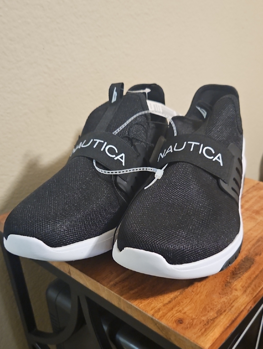 Nautica Black and White Slip-On Athletic Sneakers